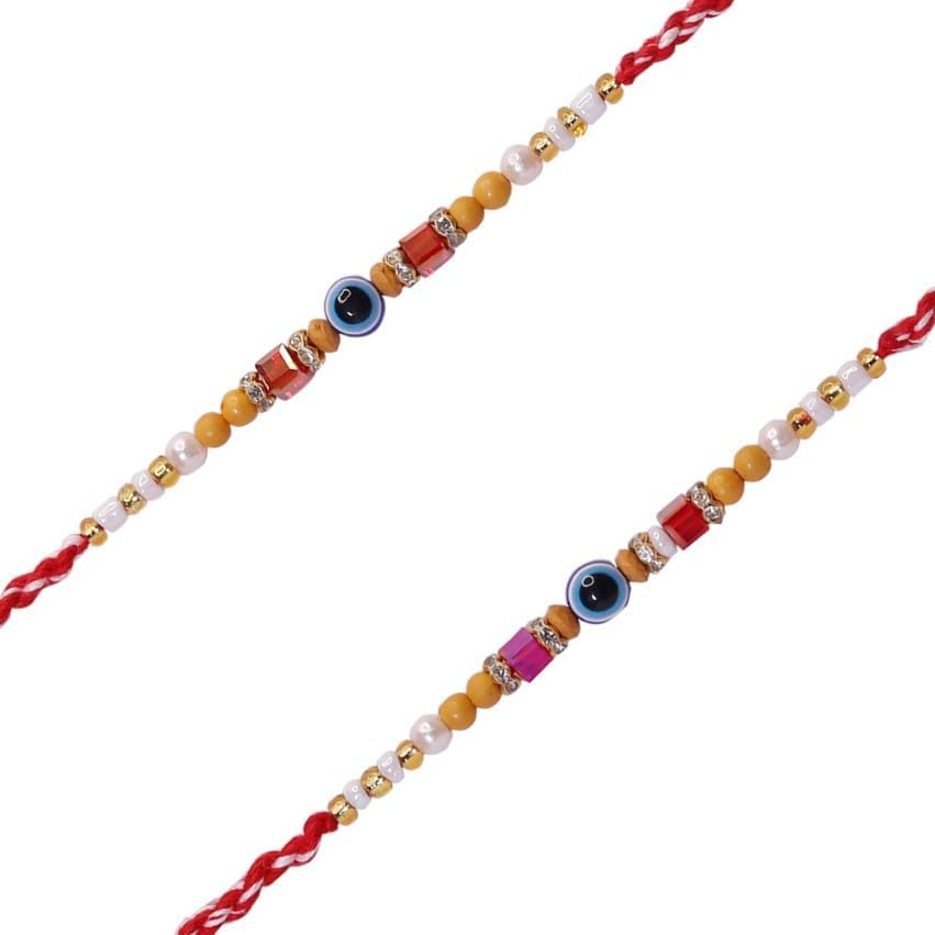 Rakhi for Bhaiya, Bhabhi on Indian Rakhi Rakshabandhan Festival, Rakhi Threads/Rakhi Bracelets/Rakhi for Brother, Best Gift Rakhi Bands for Brother Design-9, 13, No Gemstone SET of 2