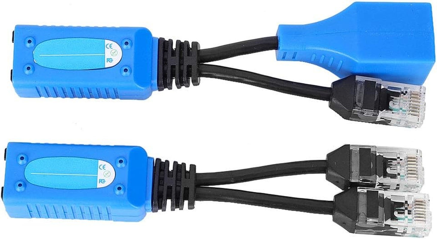 2Pcs Splitter RJ45 Combiner POE Adapter Connectors Power Cable Kit Works with IP Security Cameras, Wireless Access Points image number 3