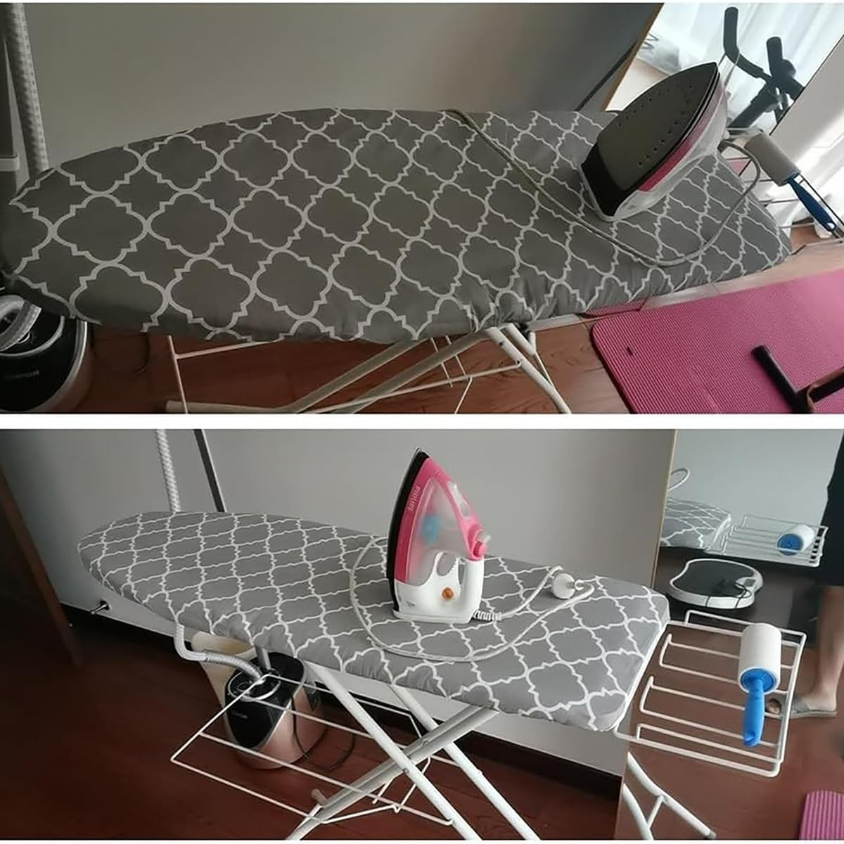 Ironing Board Cover,50Cm X140Cm Thick Cotton Iron Cover with 4 Fasteners with Elastic Edges Scorch Resistant Ironing Board Cover Set(Gray) image number 5