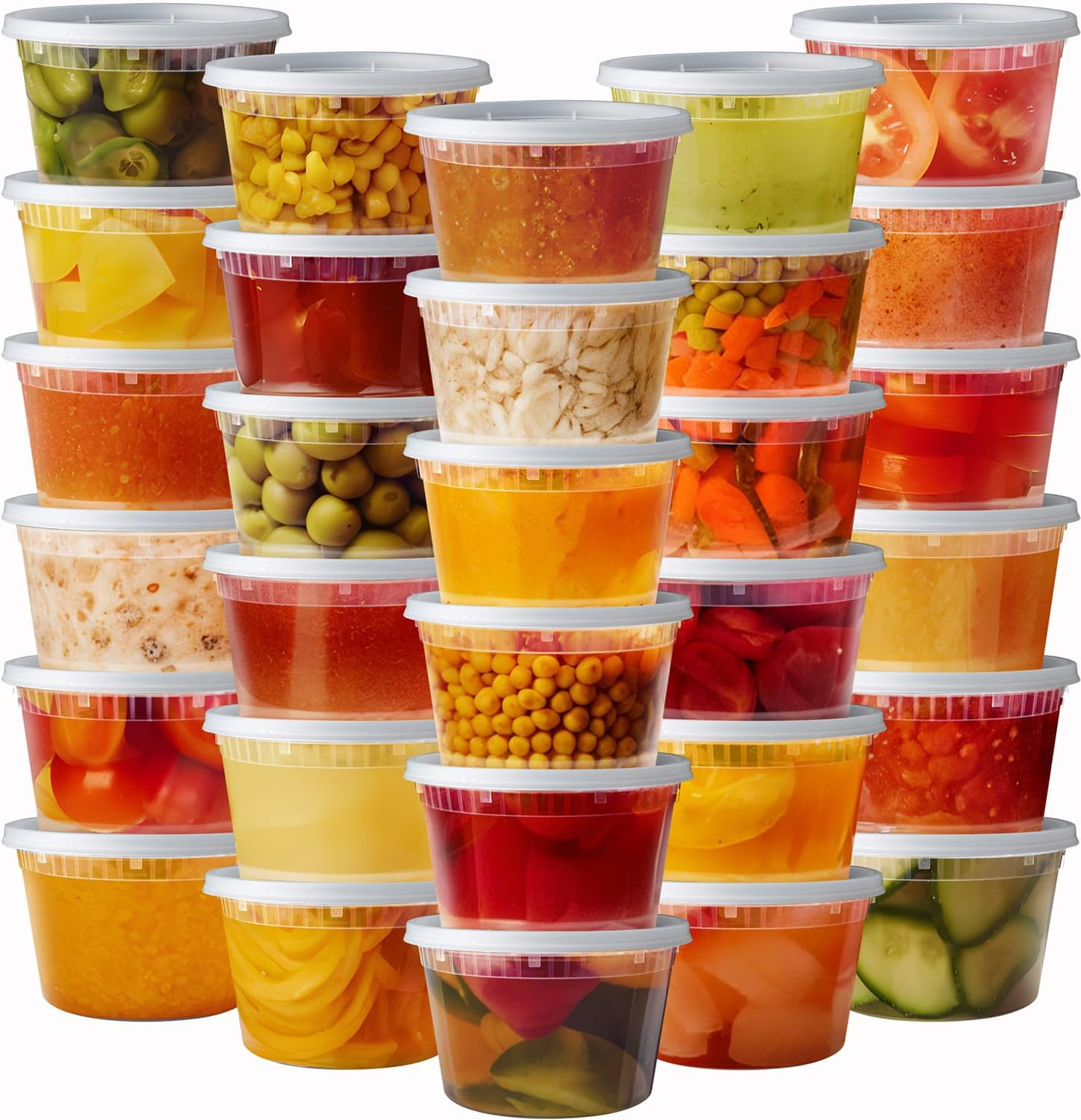 Plastic Deli Food Storage Containers with Airtight Lids 32 Oz. - 24 Sets Clear image number 6