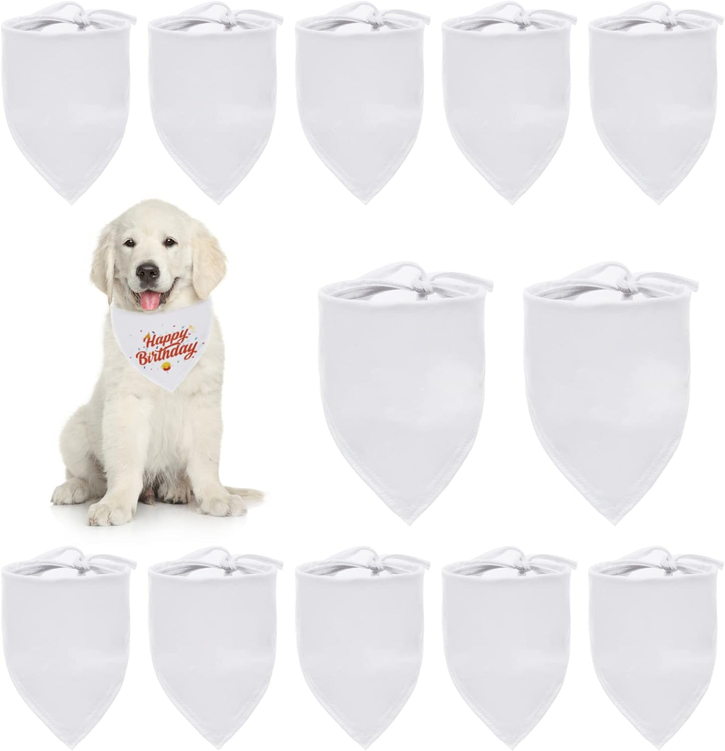 Blank Dog Bandanas, 36 Pack Solid Pet Triangle Scarf, White, DIY Triangle Dog Bandanas for Small, Medium and Large Dogs