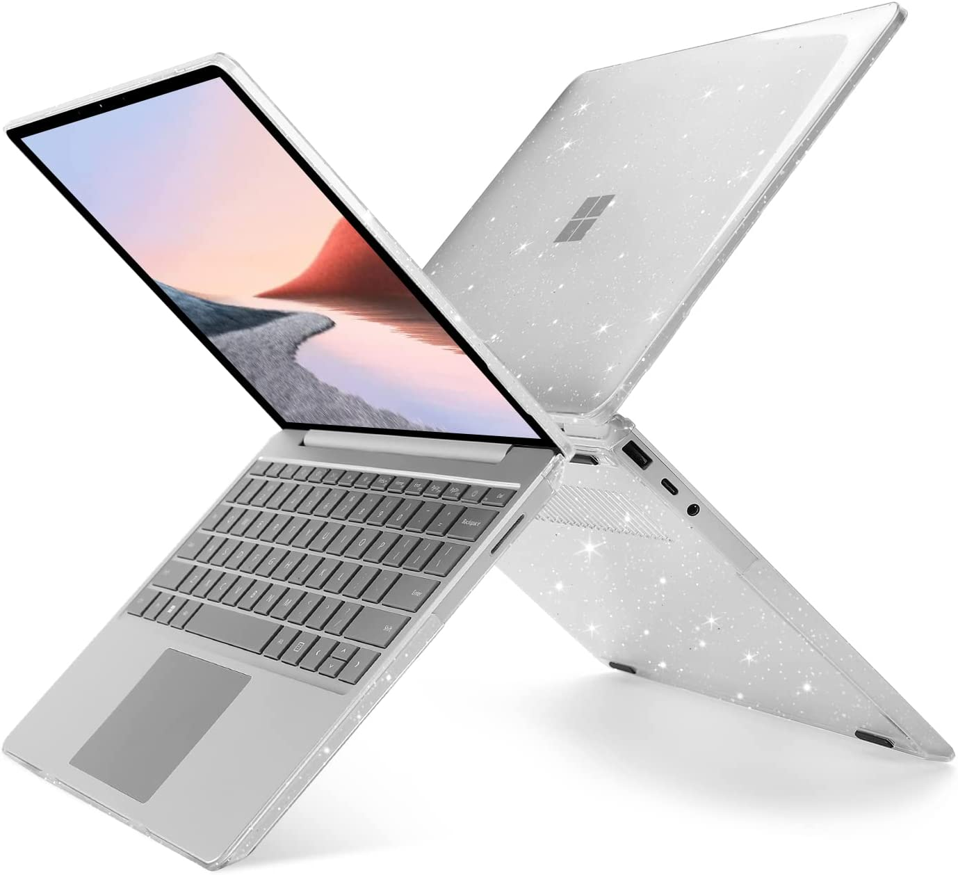 MOSISO Case Only Compatible with Microsoft Surface Laptop Go 3/2/1 12.4 Inch 2023-2020 Release (Models: 2013 & 1943), Protective Glitter Sparkly Plastic Hard Shell Case Cover, Transparent image number 6