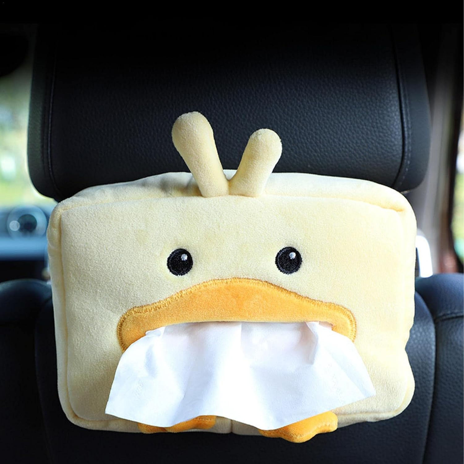 Cartoon Plush Animals Tissue Box, Cute Paper Holder for Car, Universal Vehicle Backseat Plush Tissue Organizer image number 3