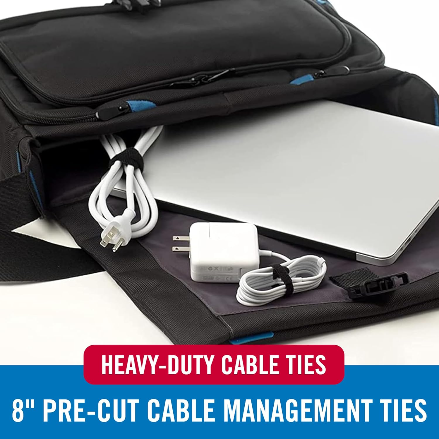 VELCRO Brand Heavy Duty Cable Ties Reusable | 60Pc Bulk Pack | 8 X 1/2" ONE-WRAP Straps, Black | Strong Wire Management | Cord Bundling for Home Office and Data Centers - Bright Colors image number 7