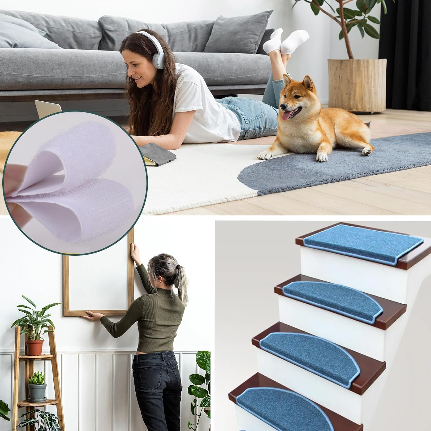 30Ft X 1 Inch Hook and Loop Strips with Adhesive, Double Rolls of Heavy Duty Self Adhesive Tape with Backing, Nylon Self Adhesive Tape for Home Office School and Crafting (2.5Cm*9M/1In*30Ft-White) image number 4