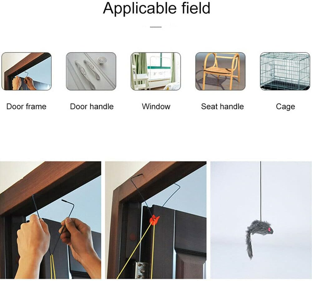 Cat Toy Self-Hey Hanging Door Retractable Cat Scratch Stick Mouse Rope Cat image number 2