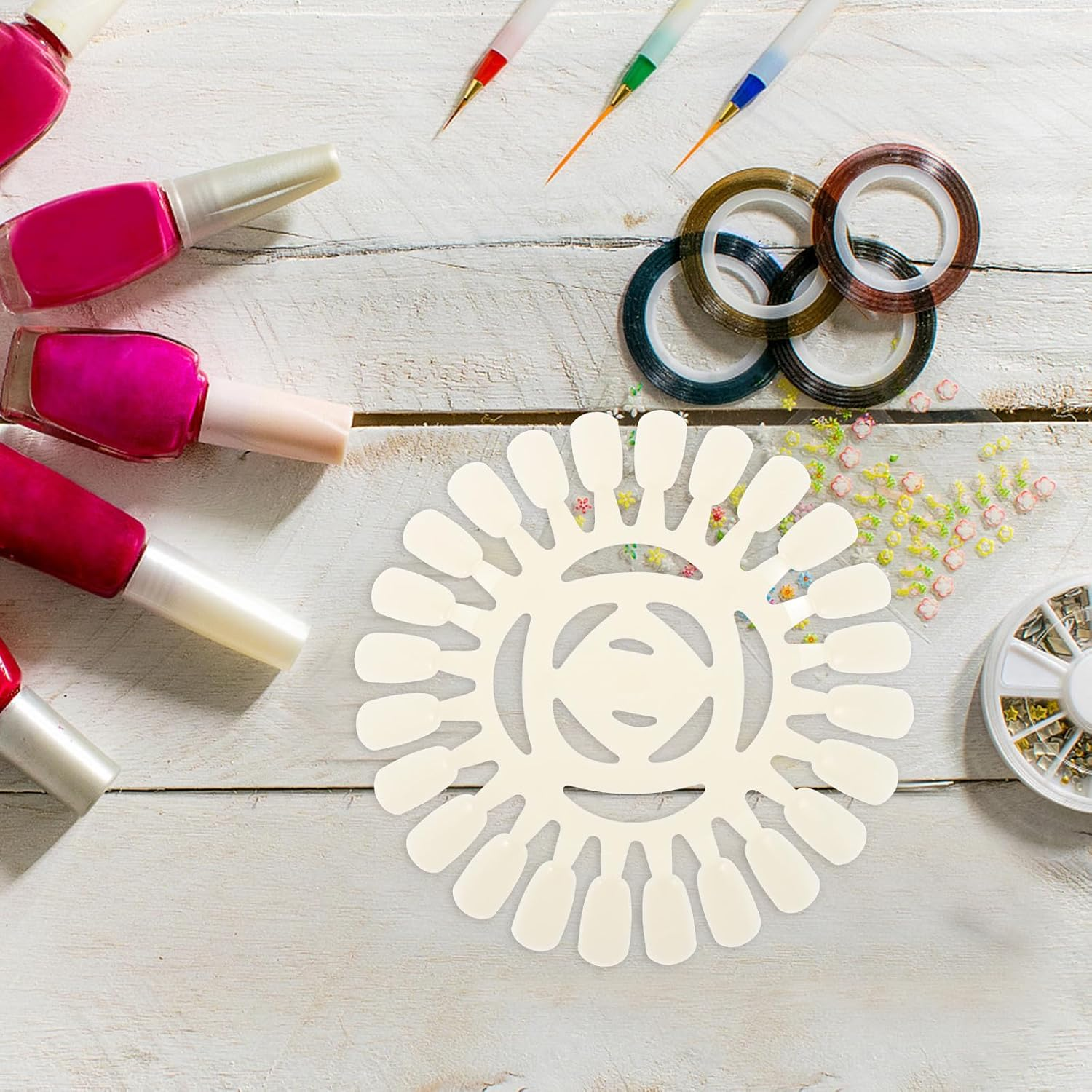 DECHOUS 20Pcs Nail Art Palette: 24-Grid Manicure Mixing Plate - Non-Slip Nail Dish for Gel Polish & Acrylics - Salon Color Display Board for Technicians image number 3