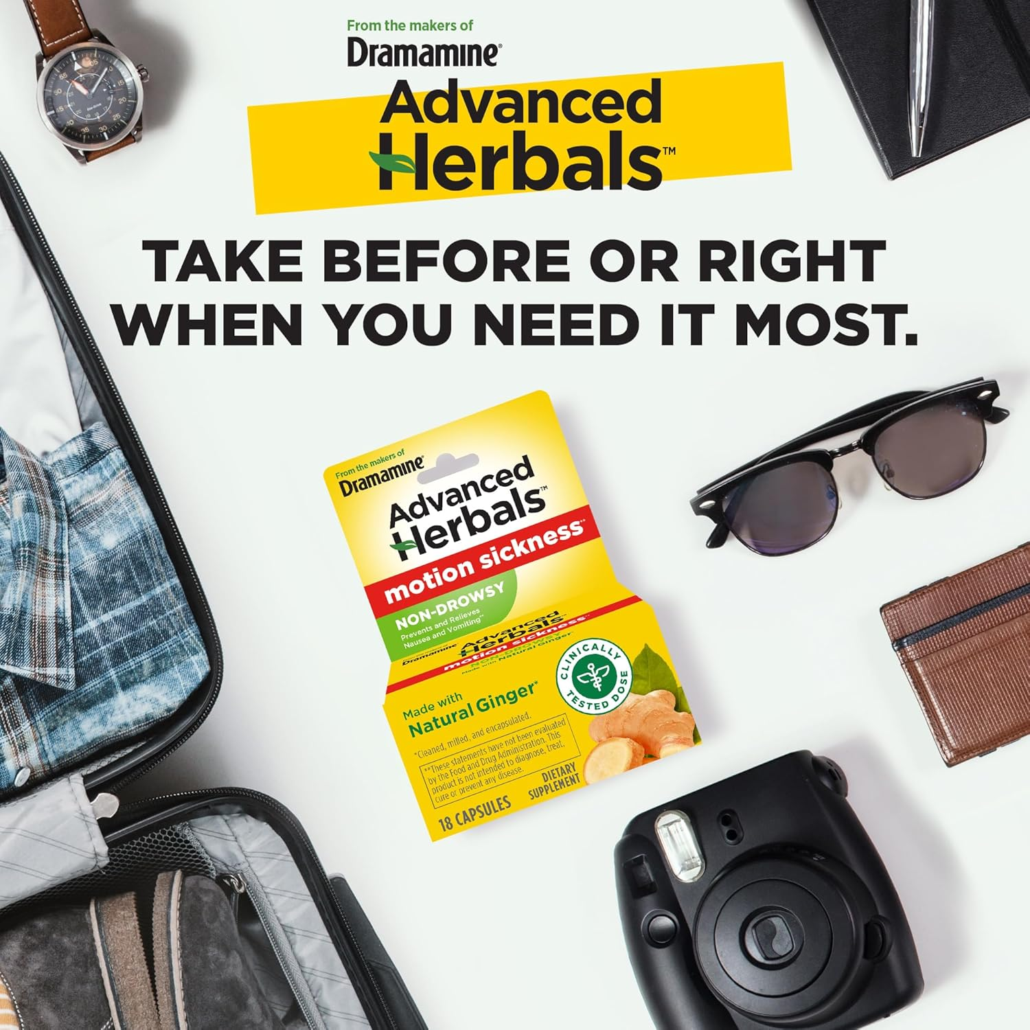 Dramamine Non-Drowsy Naturals with Natural Ginger, 18 Count image number 3