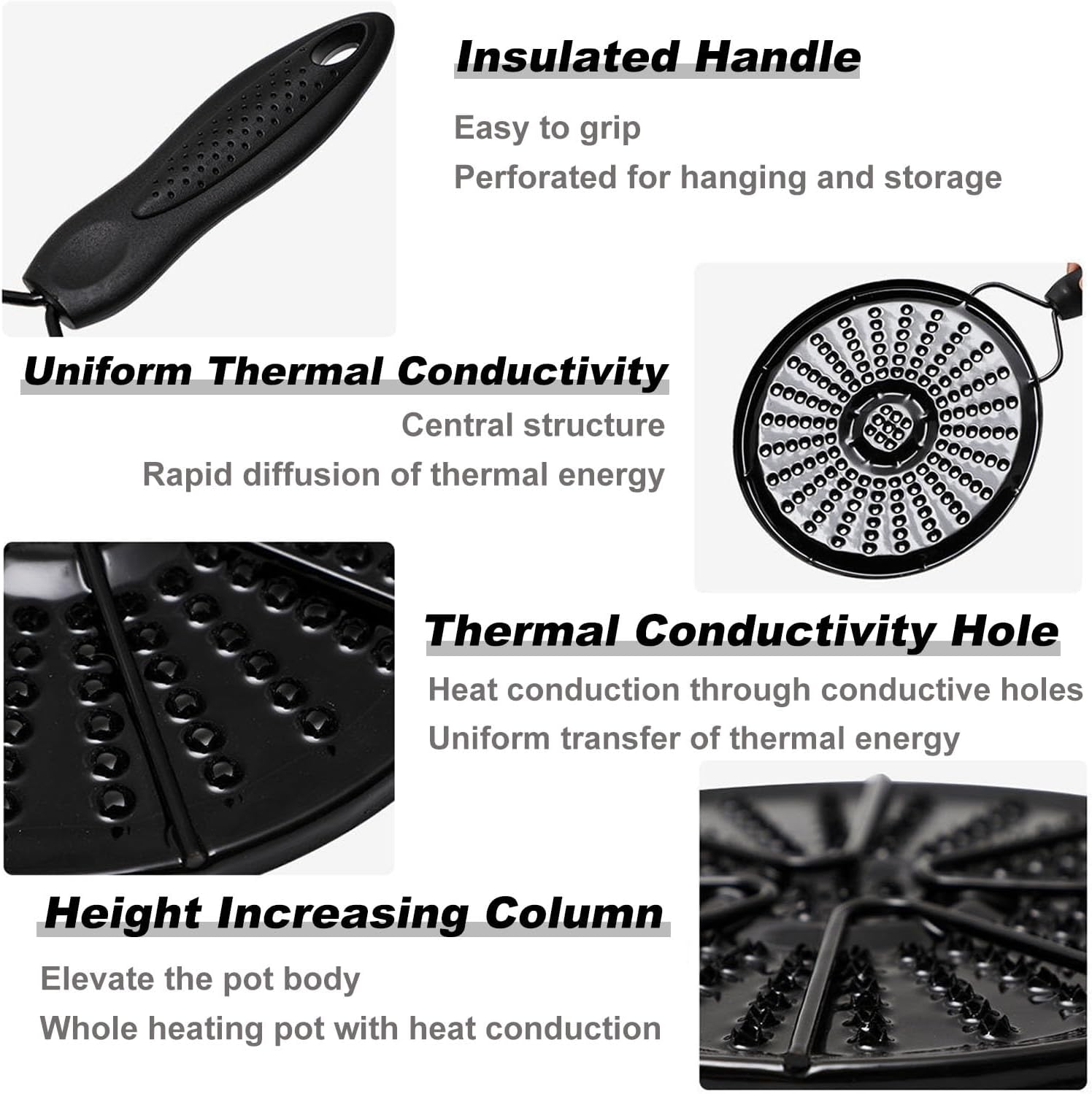 Heat Diffuser for Gas Stove, Iron Heat Diffuser Plate Evenly Conduction Heat Plate, Pans Cooker Diffuser Plate Adapter, Ring Tray Milk Heating Plate, Glass Cooktop Converter Flame Guard image number 3