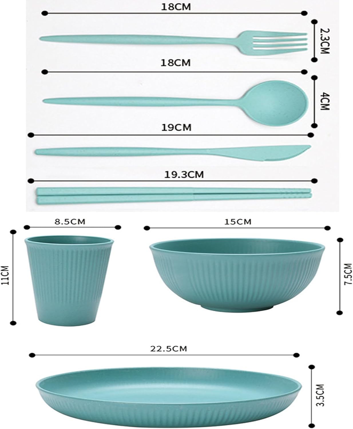 28 Pieces Wheat Straw Dinnerware Sets, Reusable Unbreakable Dinnerware Set, Plastic Dinnerware Sets, Picnic Camping Dinner Sets, Lightweight Camping Plates Cups and Bowls Set for Dorm Kitchen image number 2