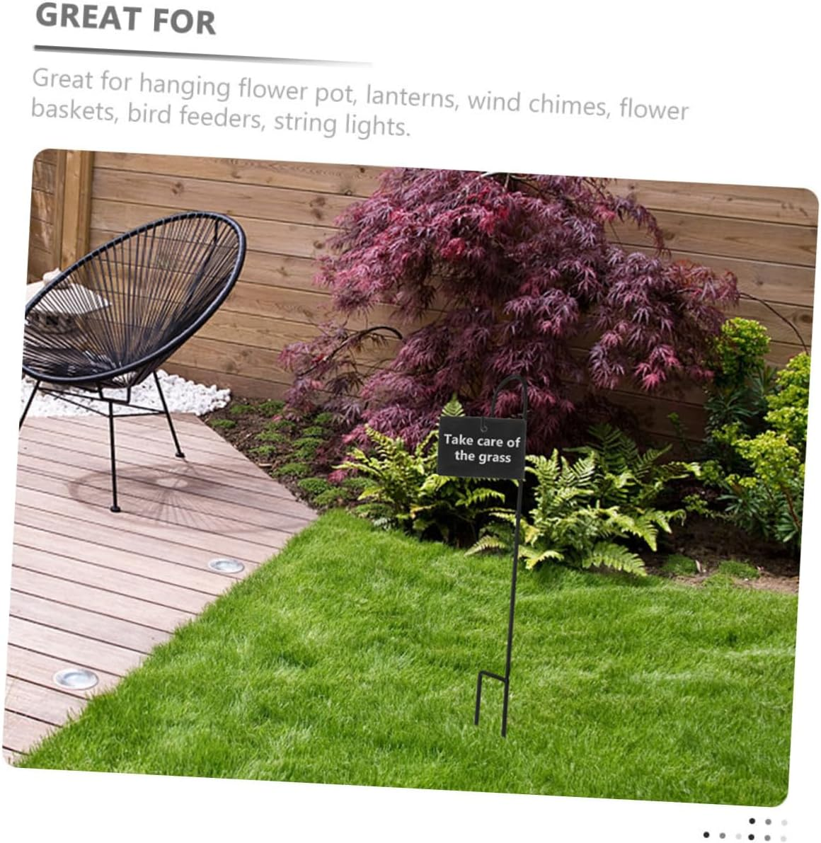 Milisten Shepherd Hook Iron Shepherd Hook for Garden Outdoor Use for Hanging Solar Light Bird Feeder Gardening Decor Pole image number 3