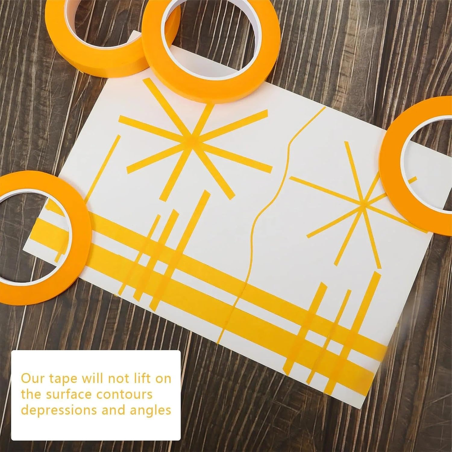 5 Rolls Masking Tape Set, Fine Line Yellow Painters Tape for Automotive & DIY Painting, Sizes 1/16, 1/8, 1/4, 1/2, 3/4 Inch X 52 Yard image number 2