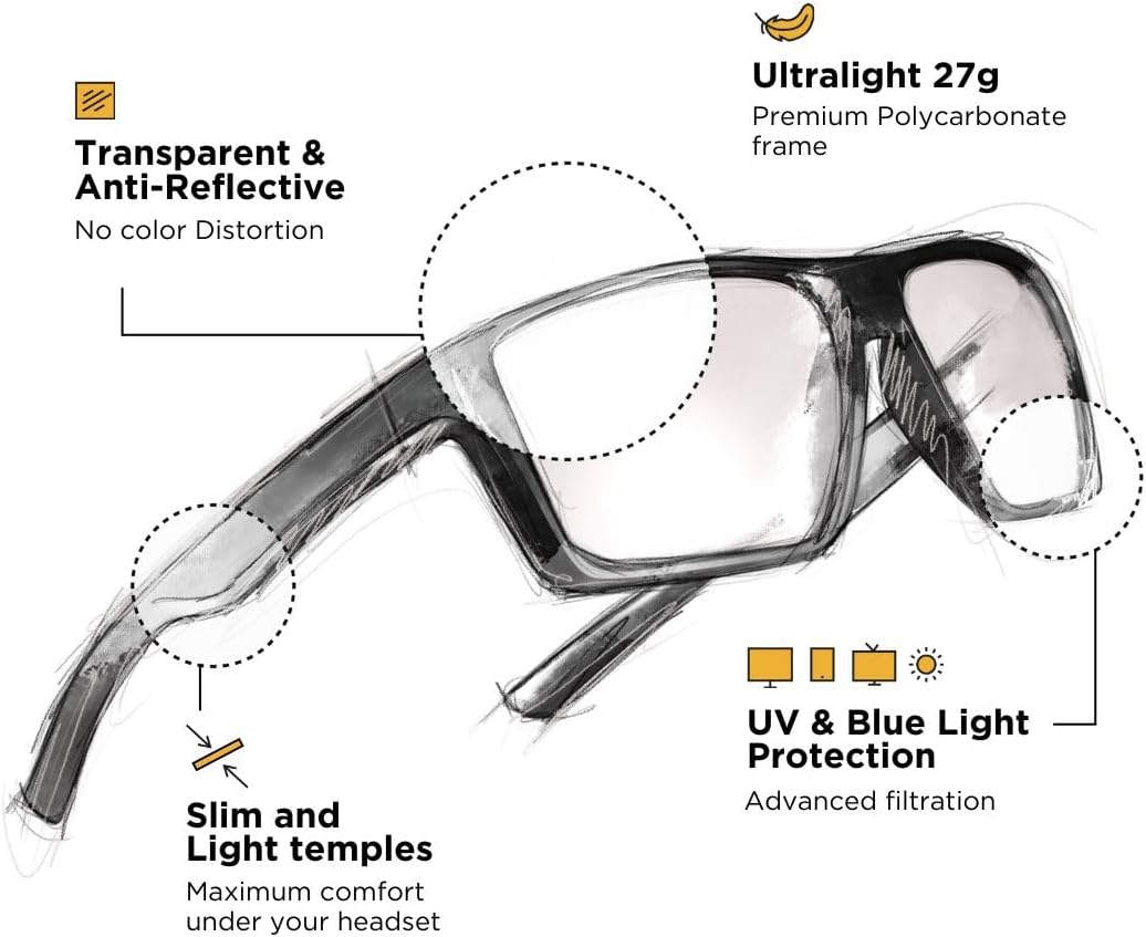 Horus X - Gaming Glasses | Blue Light Blocking Computer Screen Glasses | anti Fatigue and Eyestrain for Men and Women