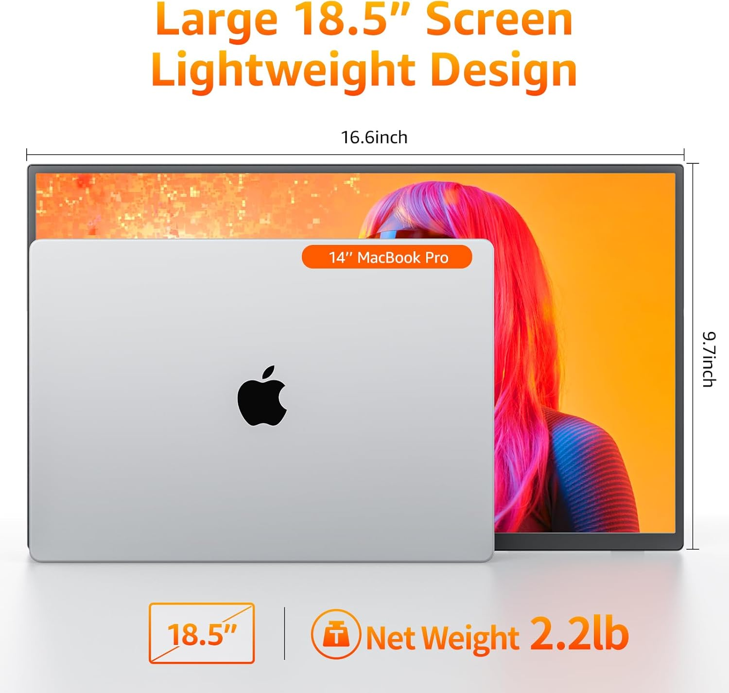 Kksmart Portable Monitor 18.5 Inch 1080P FHD 128% Srgb 100Hz, Portable Screen for Laptop Macbook Surface PC Xbox PS5, HDMI Dual USB-C VESA Compatible Built-In Speaker, with Kickstand image number 5