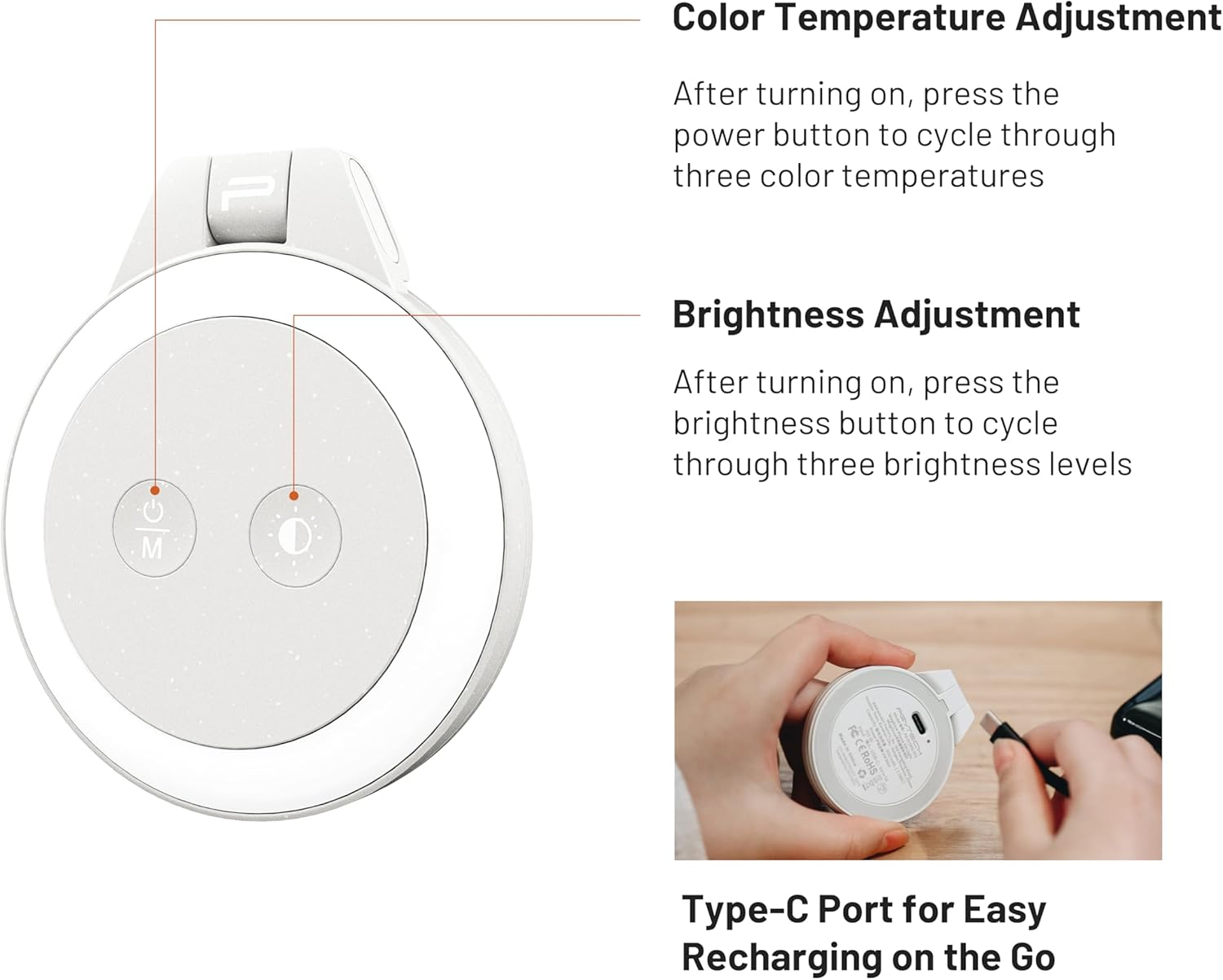 PGYTECH Magglow Phone Fill Light, Magsafe Selfie, Portable LED Magnetic Ring Light with Cool/Soft/Warm for Selfies/Photography/Video, Black image number 2