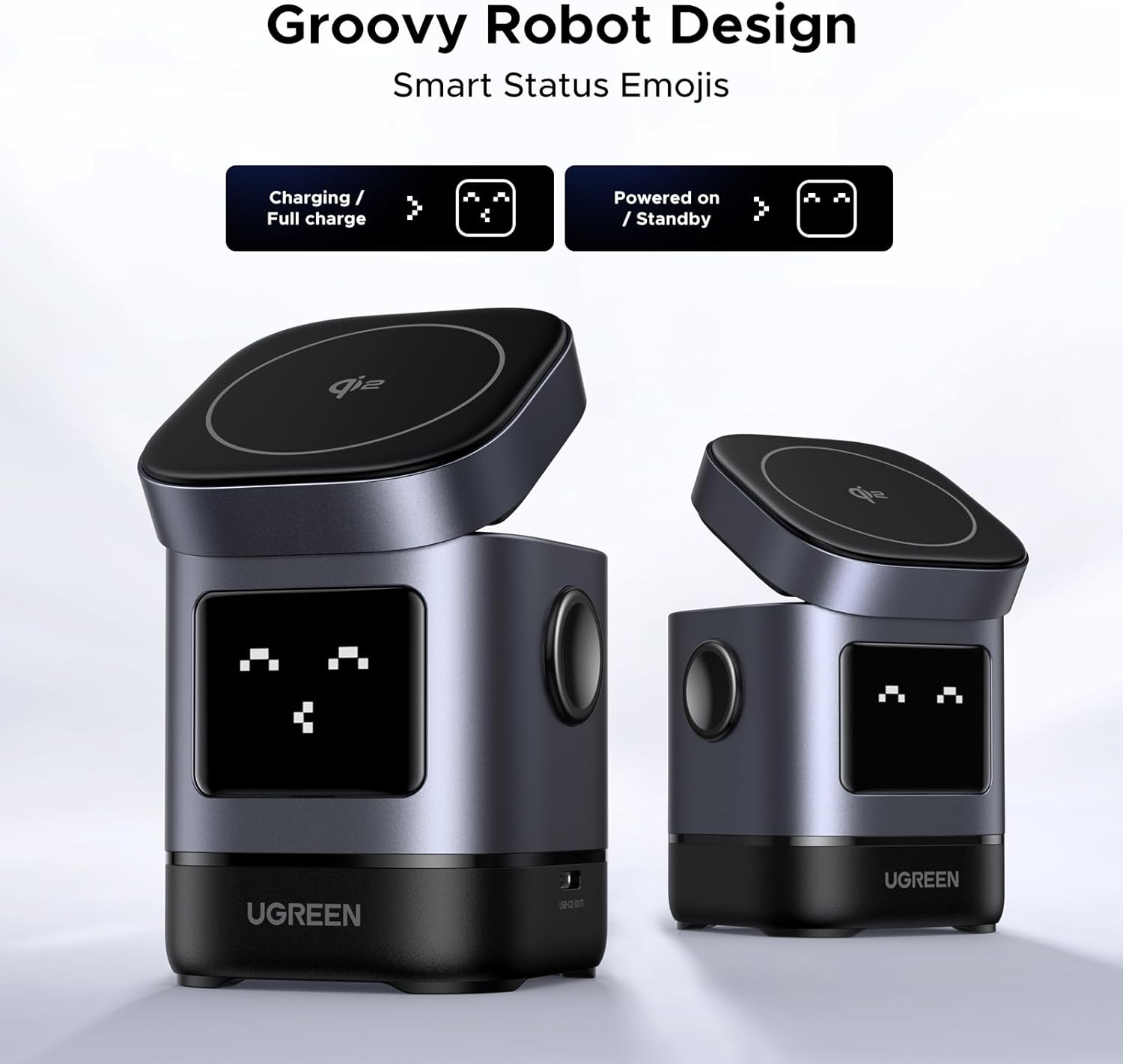 UGREEN Qi2 Wireless Charger, 15W Wireless Charger Stand, Uno Series, 2-In-1 Foldable Charging Station Compatible with Iphone 17/16/15/14/13/12 Series, Airpods 2/3/4/Pro (No AC Adapter) image number 3