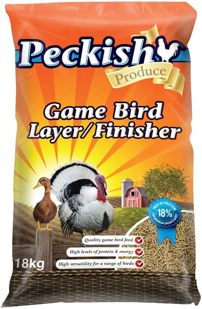 Peckish Game Bird Layer/Finisher, 18Kg - Nutritionally Balanced for Pheasants, Ducks, Turkeys, Quail & Bantam Chickens, High Protein Formula - Ideal for Supporting Healthy Poultry Growth