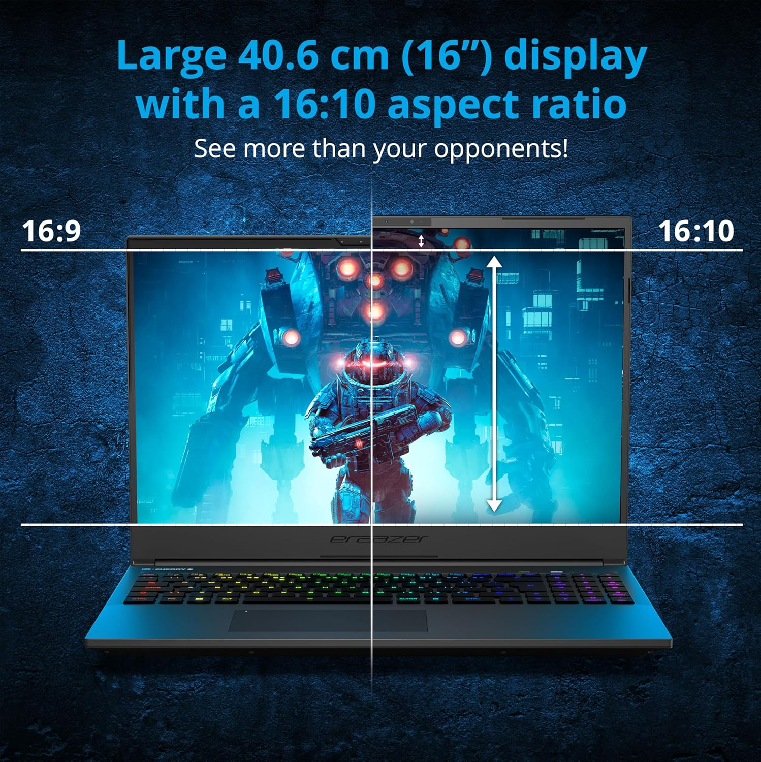 ERAZER Major X20 Gaming Laptop - Intel Core I7, 16GB RAM, 1TB SSD, NVIDIA Geforce RTX 4070, 16", 2560X1600 QHD+ Display (240Hz) - RGB Mechanical Backlit Keyboard (Intel Core I7 / 16GB RAM / 1TB SSD) image number 6