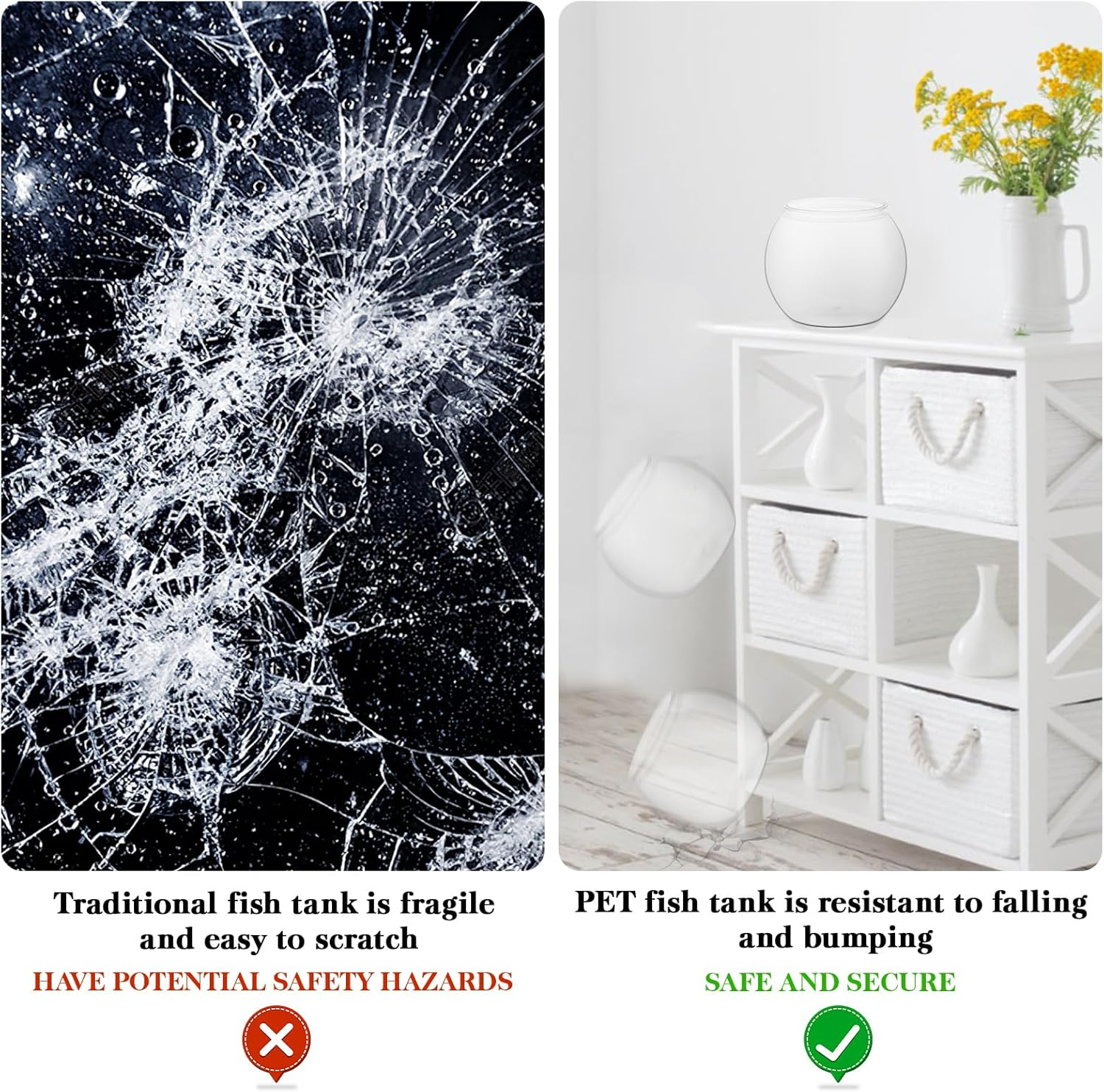 UKCOCO Plastic Fish Bowl : Desktop Aquarium, Clear round Fish Bowl, Pet Material, 8. 65X8. 65X6. 88 Inch, Transparent image number 3