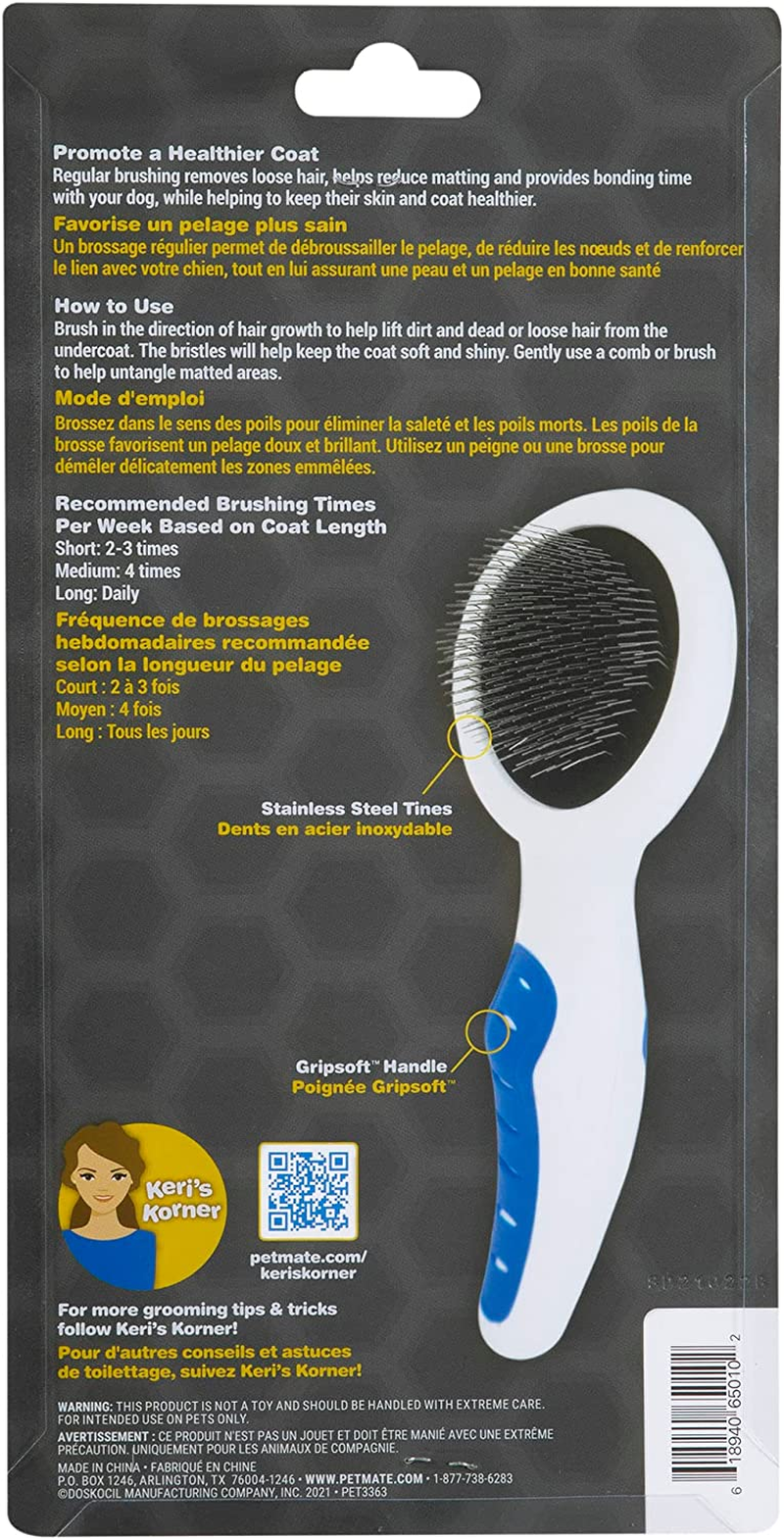 JW Gripsoft Slicker Brush, Grey/Yellow, Small image number 2