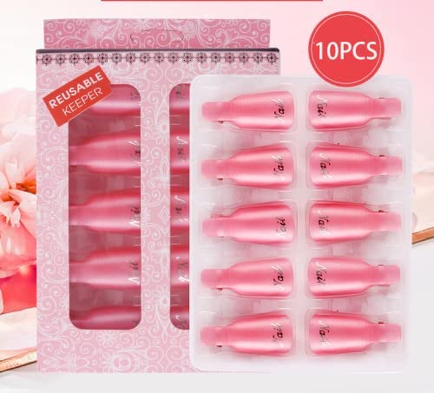 Uandhome 10Pcs Acrylic Nail Art Soak off Cap Clip, UV Gel Polish Remover Wrap Cleaner Tool for Fingernail, Nail Polish Gel Remover Tools