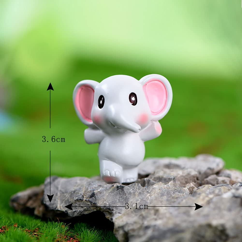 6 Pcs Mini Elephant Animal Figures Toy Cake Toppers, Miniature Elephant Figurines Fairy Garden Moss Landscape DIY Terrarium Crafts Ornament, Cake Decoration Christmas Birthday Gift image number 6