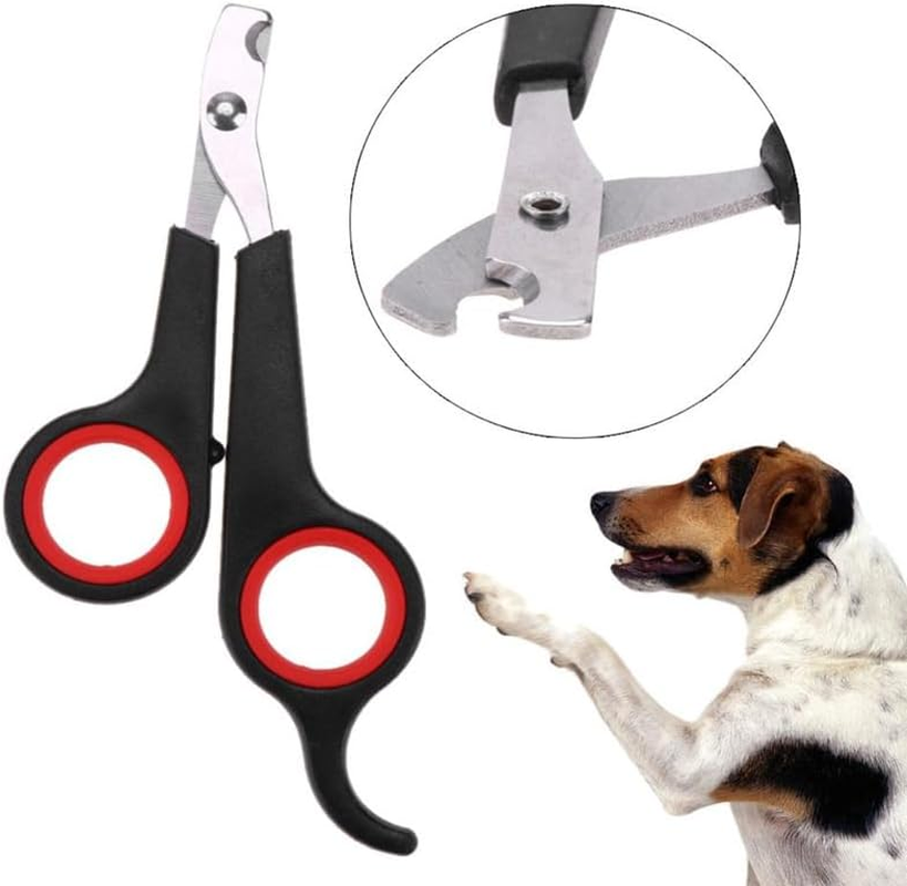 AIMALL Pet Nail Cutters Claw Grooming Scissors Clippers Trimmer Dog Cat Bird Rabbit，Durable Stainless Steel Grooming Scissors, Comfort Grip, Red & Black