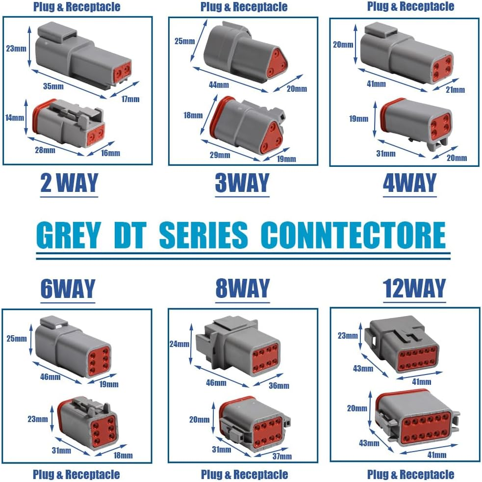Aikoolwer Deutsch Connector Kit 2 3 4 6 8 12 Pin DT Connectors Size 16 Stamped Contact Automotive Electrical Waterproof Deutsch Terminal Removal Tool image number 2