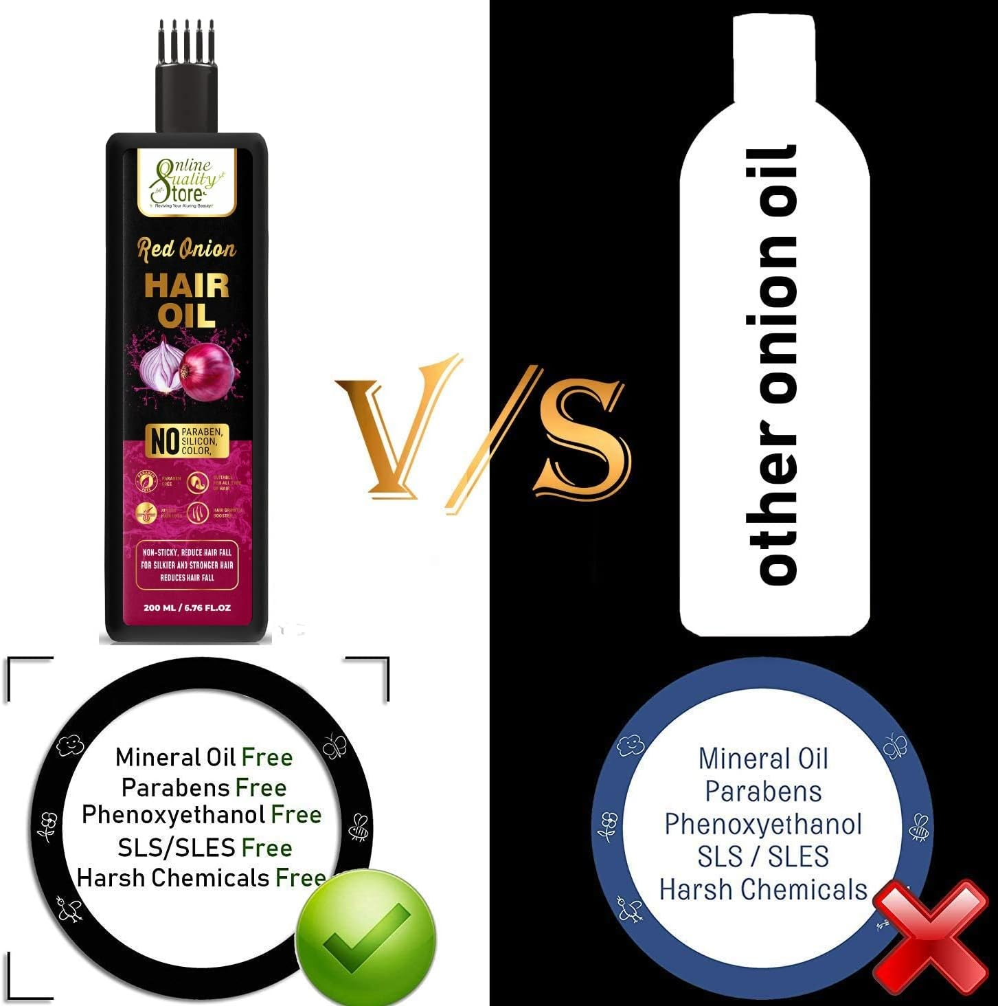 Online Quality Store Onion Hair Oil 200Ml for Hair Growth and Hair Fall Control - with Black Seed Oil Extracts |Hair Growth Oil| Reduces Hair Fall Oil/Serum for Complete Hair Treatment image number 2