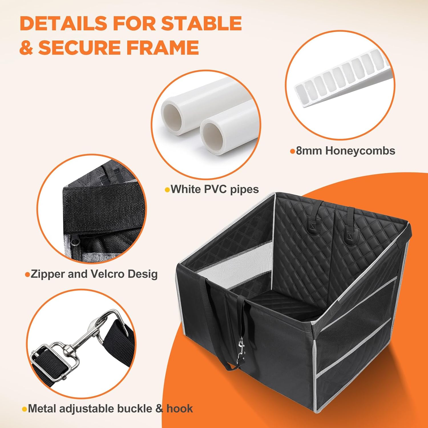 Gimars Upgrade Dog Car Seat for Large Medium Size Dogs, Waterproof Back Seat Extender for Pets Hard Bottom, Half Hammock with Non-Slip Base Mesh Window Storage Pocket, Dog Seat for Car/Suv/Trucks (L) image number 1