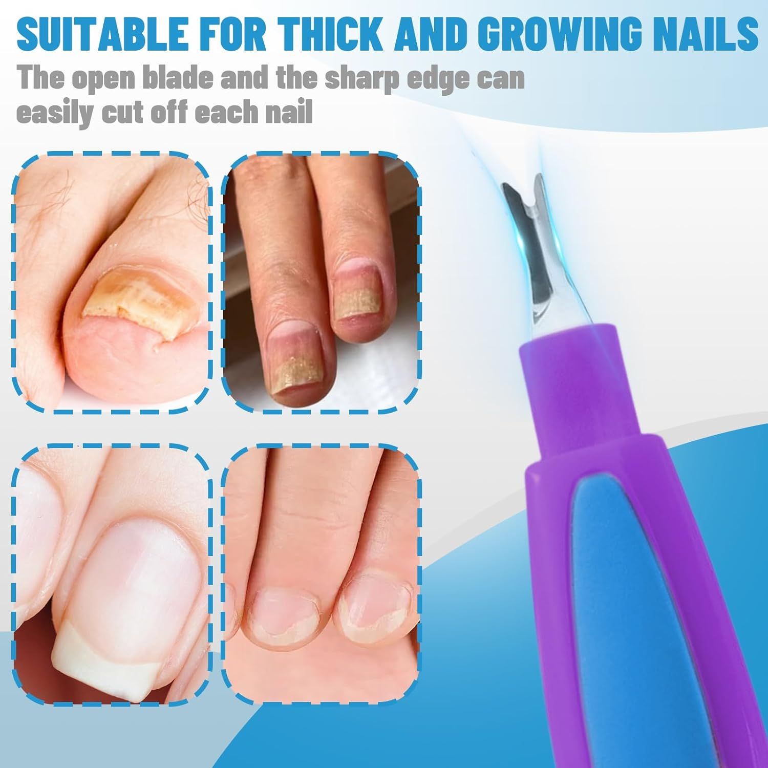 Nail Files, Steel Nail File for Thick Nails, Ingrown Nails, Fungal Nails, Metal Nail File, Dual-Ended Toenail Lifter for Natural Nail Care, with a Double-Headed Cuticle Pusher image number 4