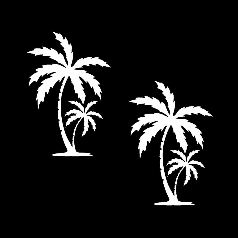 Palm Tree Duo Sticker Vinyl Decal Funny for Car Truck Window Bumper Laptop 2Pack (White) image number 3