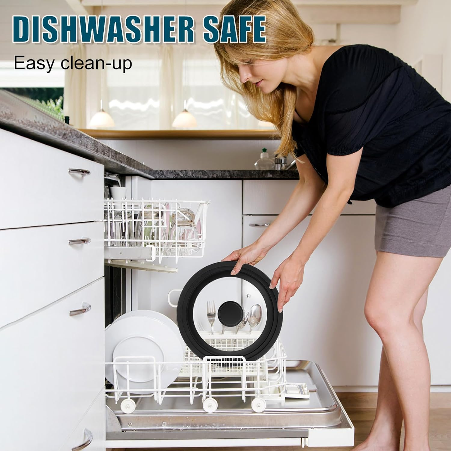 Universal Lid for Pots Pans and Skillets, 2 Pack Pan Cover Fit 7", 8" 9" & 10", 11", 12" Diameter Cookware, Silicone Replacement Pan Lid Pot Lids for Frying Pans, Cast Iron,Tempered Glass Lid image number 1