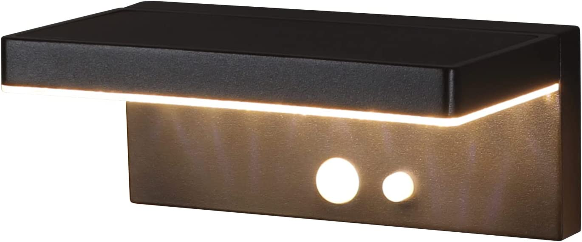 Solar Outdoor Wall Light, DAWALIGHT Motion Sensor with 3 Lighting Modes 3000K Ip44 Waterproof, Solar Light Patio Porch Decoration Aluminum Black