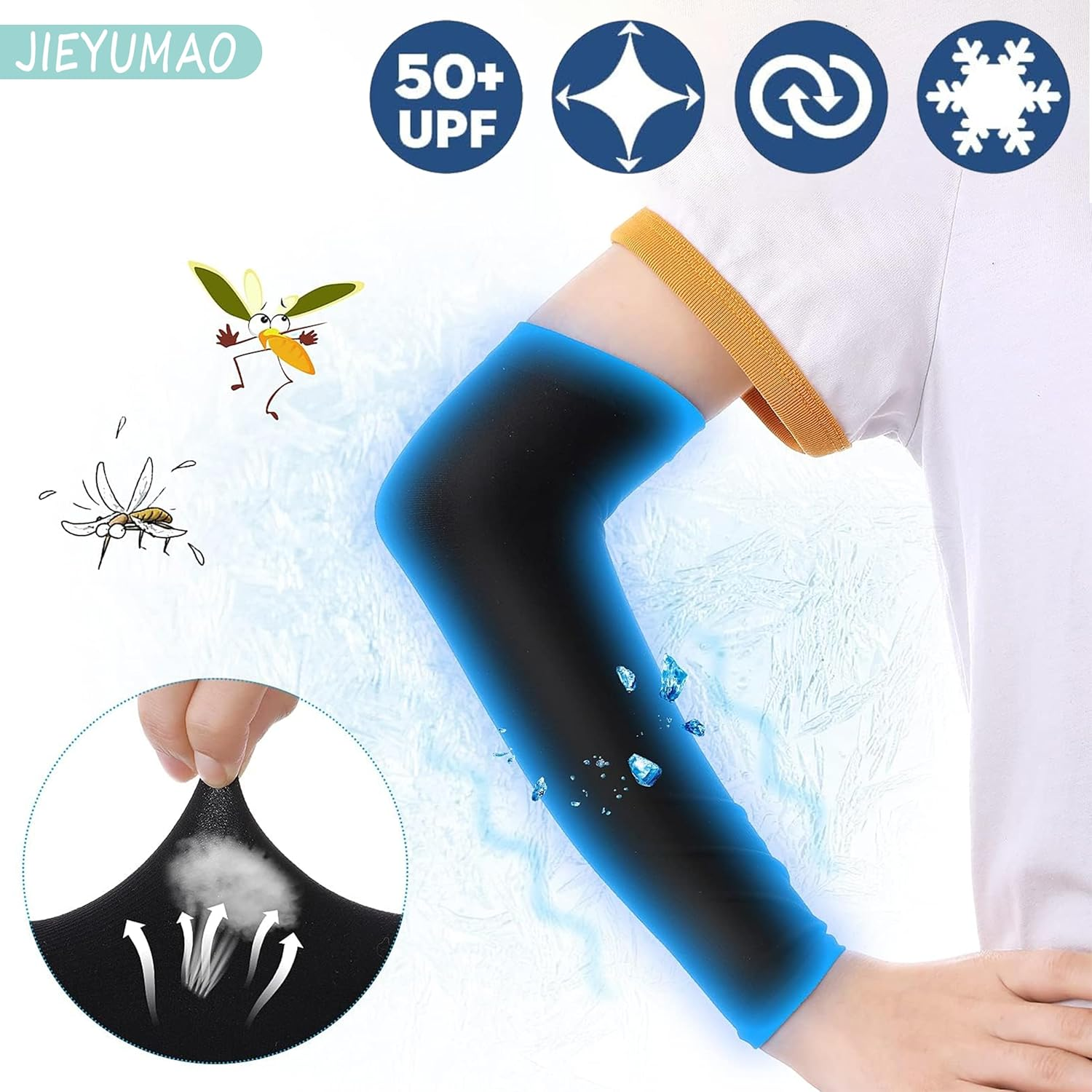 JIEYUMAO Cooling Arm Sleeves, 8 Pairs UV Protection Cooling Arm Sleeves, 8 Styles UV Protection Arm Warmers for Women Men, Sun Protection Compression Arm Sleeves for Cycling Fishing image number 2