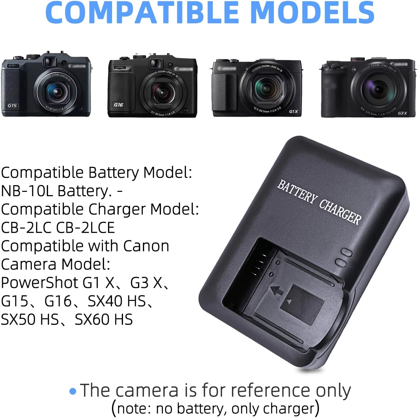 KWTOUL NB-10L Battery Charger Compatible with Canon CB-2LC CB-2LCC CB-2LCE Powershot SX40 HS SX50 HS SX60 HS G1X G3X G15 G16 Camera image number 3