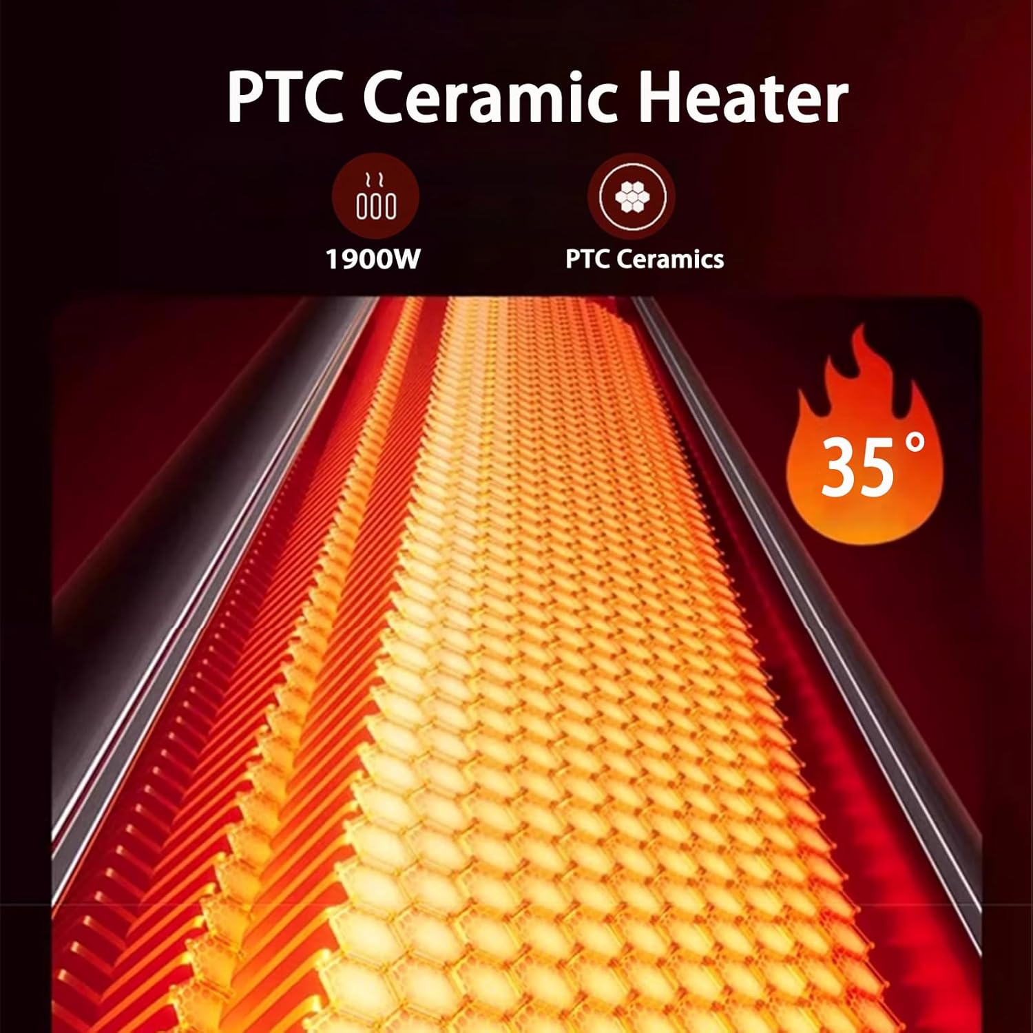 23.6"Tower Space Heater with Adjustable Thermostat,Remote Control & 12H Timer, Tip-Over Switch & Overheating Protection, 1900W, 3 Mode, 12H Timer,Ptc Ceramic Rapid Heat for Office Home (AU Plug) image number 4