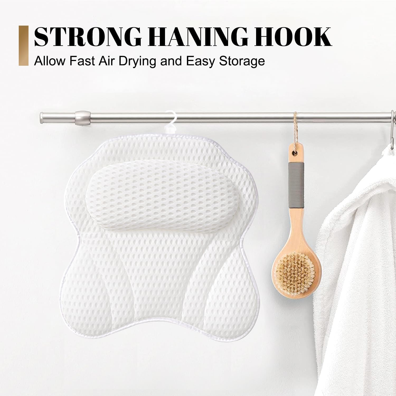 Bath Pillow Luxury Bathtub Pillow, 4D Bath Tub Pillows for Head, Neck and Back Support, Tub Pillow for Bathtub with 6 Non-Slip Suction Cups, Relaxing Bath Accessories Spa Gifts image number 3