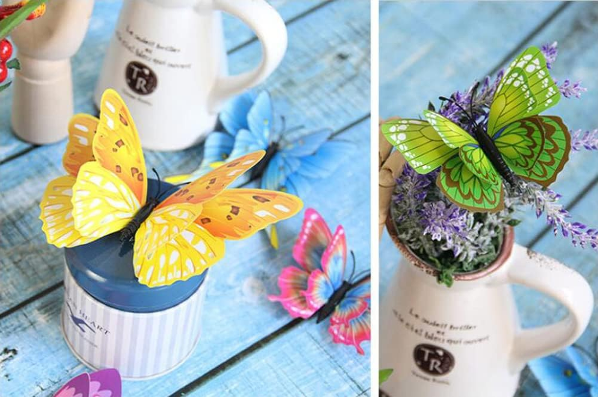 Haobase 12Pcs DIY Realistic 3D Multicolor Double Wings Butterfly Wall Stickers Home Decoration image number 1