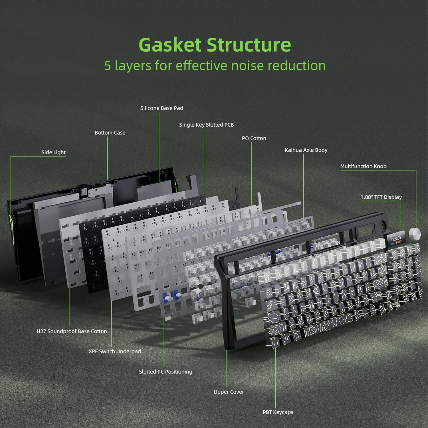 Kutethy Wireless Mechanical Keyboard,Pre-Lubed Switches,Gasket Structure,Tri-Mode Bt/2.4Ghz/Usb-C Hot Swappable,Gradient Topographic Keycaps,Rgb Backlit Gaming Keyboard(Kailh Box White Switch) image number 4