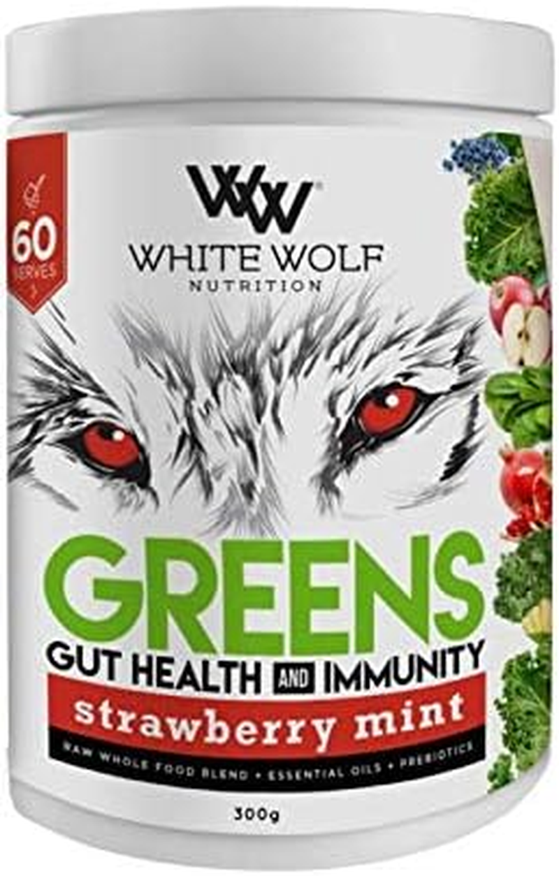 White Wolf Strawb Mint Immunity+ Greens Super Blend 60 Serves 300G image number 1