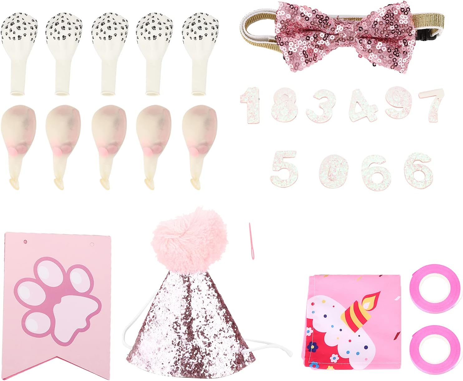 Dog Birthday Party Supplies,Dog Birthday Decoration Set - Dog Party Outfits with Scarf, Flags, and Hat for Pet Birthday Parties image number 6