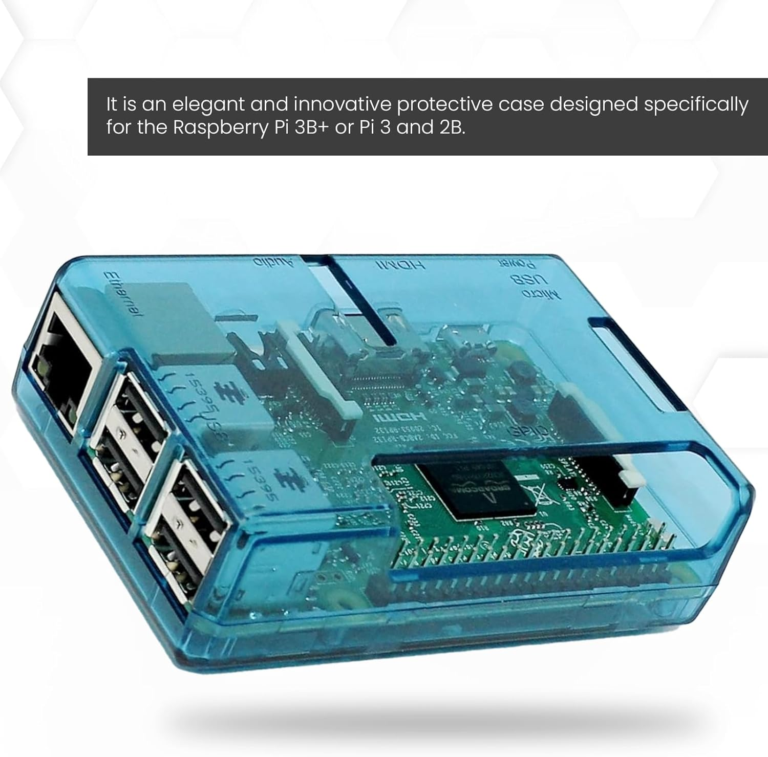 Premium Blue Transparent Case for Raspberry Pi 2 Model B Quad Core and Model B+ (B Plus) image number 6