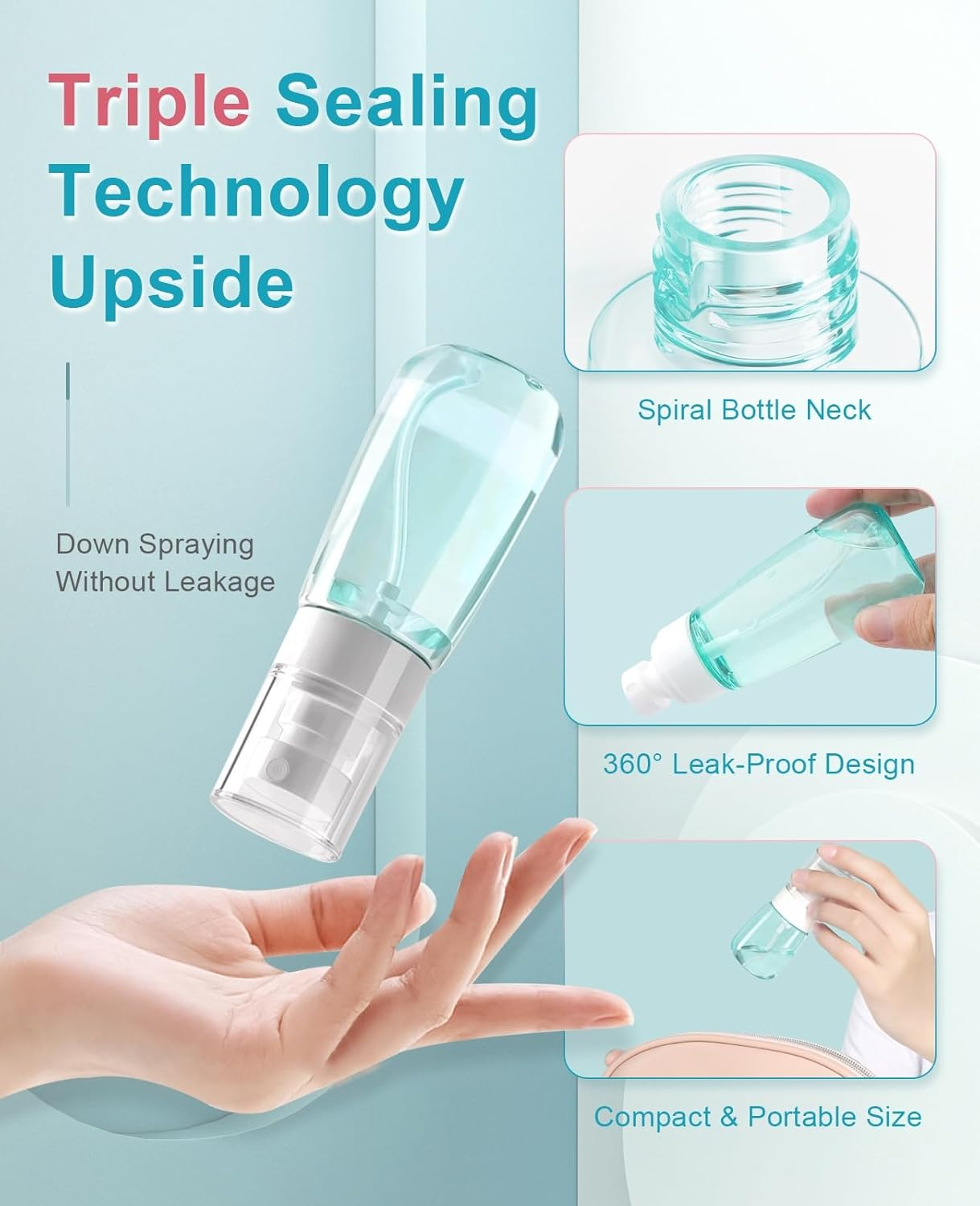 SUBORAWOS Spray Bottle Mini Delicate Small Bottle Can Empty Transparent Sprayer Refillable Liquid Dispenser Travel Container Suitable for Skin Care Hair Gel Lotion (3P-30Ml) image number 3