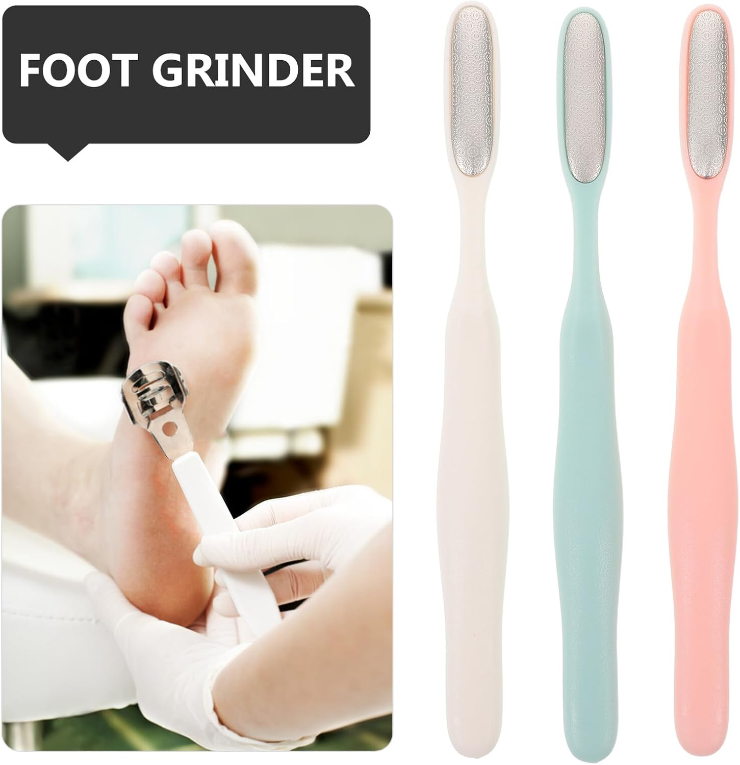 BIUDECO 3Pcs Stainless Steel Pedicure Foot File with Pumice Stone Handle Manual Callus Remover for Hard Skin Dead Skin Scraper Foot Heel Exfoliating Tool for Precise Toe and Finger Use image number 1