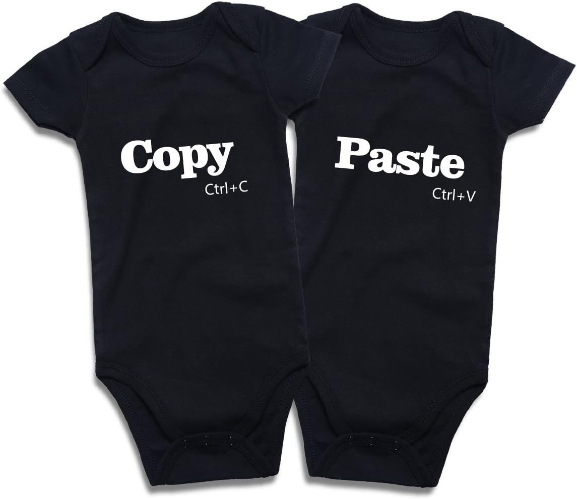 DEFAHN Funny Twins Baby Bodysuits Clothes Boys Girls Short Sleeve Outfits