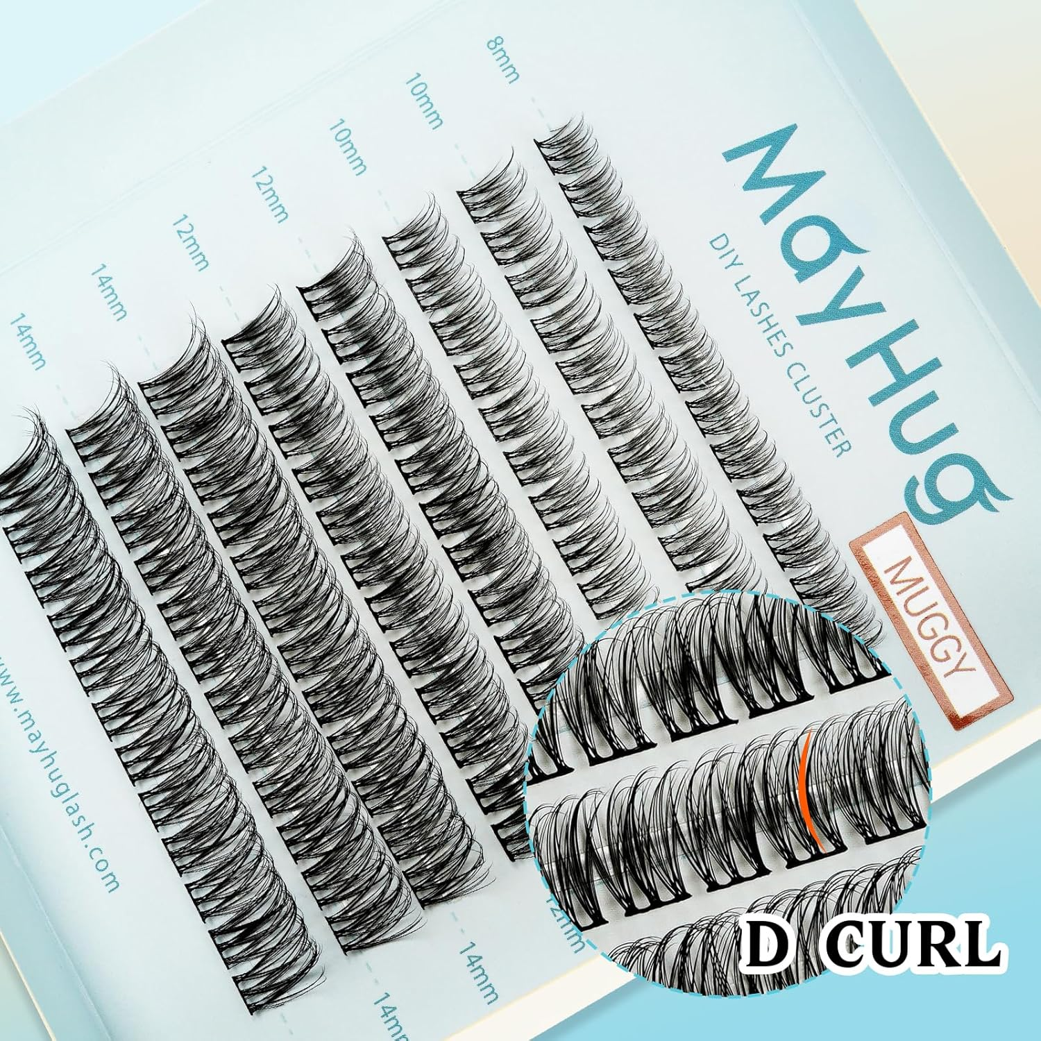 Mayhug Lash Clusters Natural Cluster Lashes Wispy Mix 8-16Mm Eyelash Clusters 96Pcs Individual Lashes D Curl, 0.05 Super Thin Band DIY Cluster Eyelash Extensions(Muggy) image number 5
