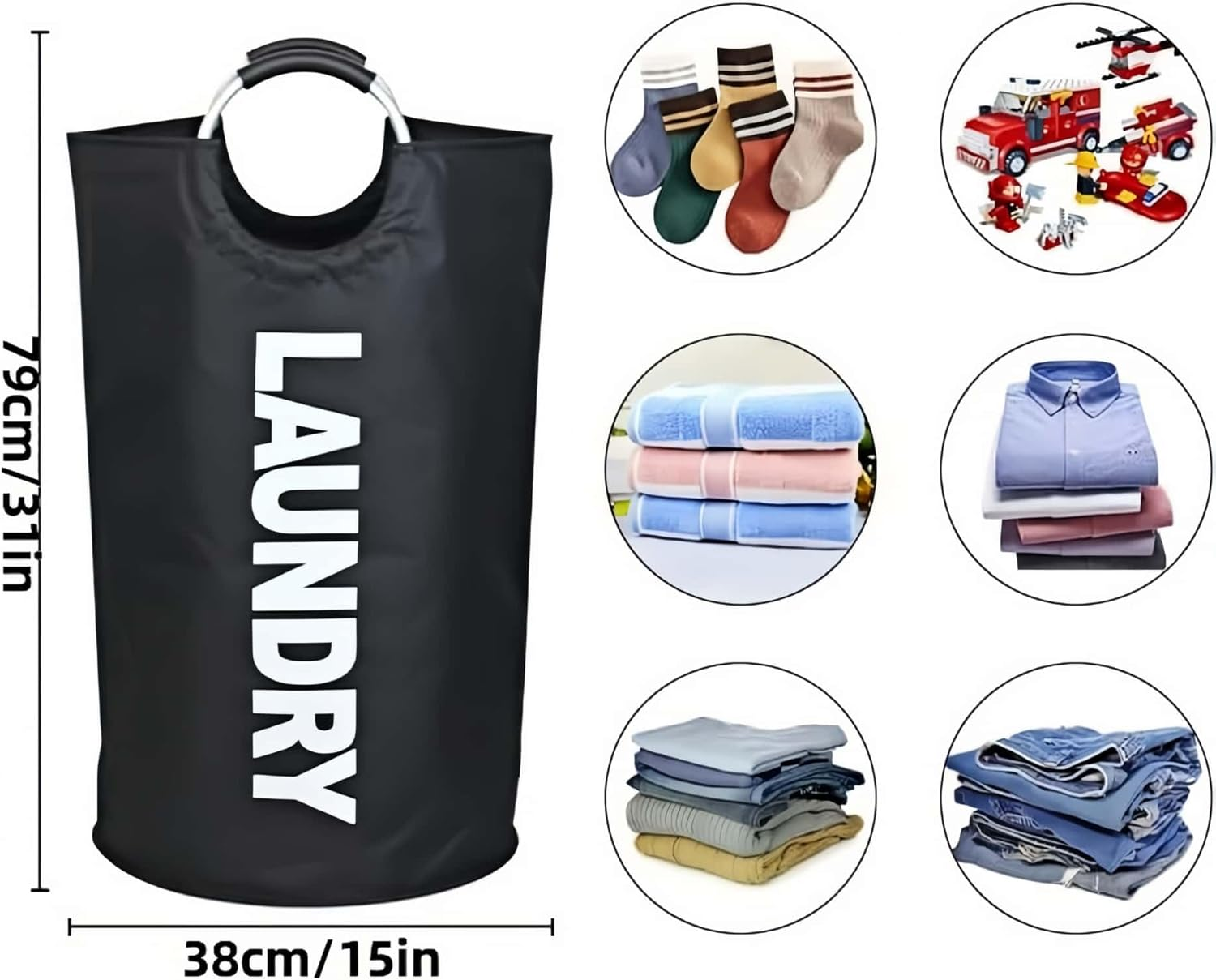 HOLADAWN 90L Large Collapsible Laundry Basket, Waterproof Tall Freestanding Clothes Hamper, Heavy Duty Dirty Laundry Bag image number 1