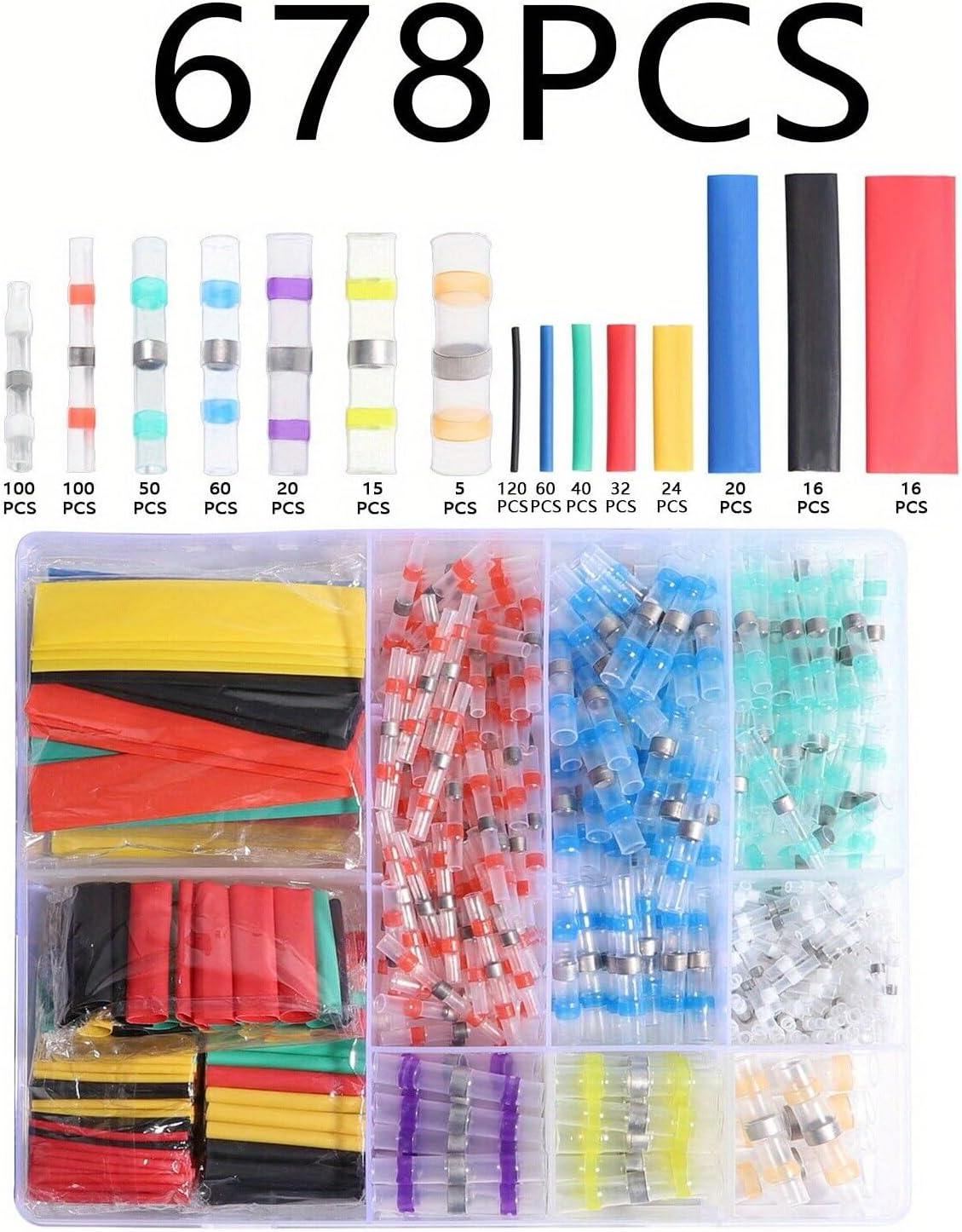 Aikoolwer Solder Seal Wire Connectors Self Soldering Shrink Butt Waterproof Insulated Electrical Terminals Marine Automotive Boat Truck Wiring Stick Solderstick Connector Kit image number 6