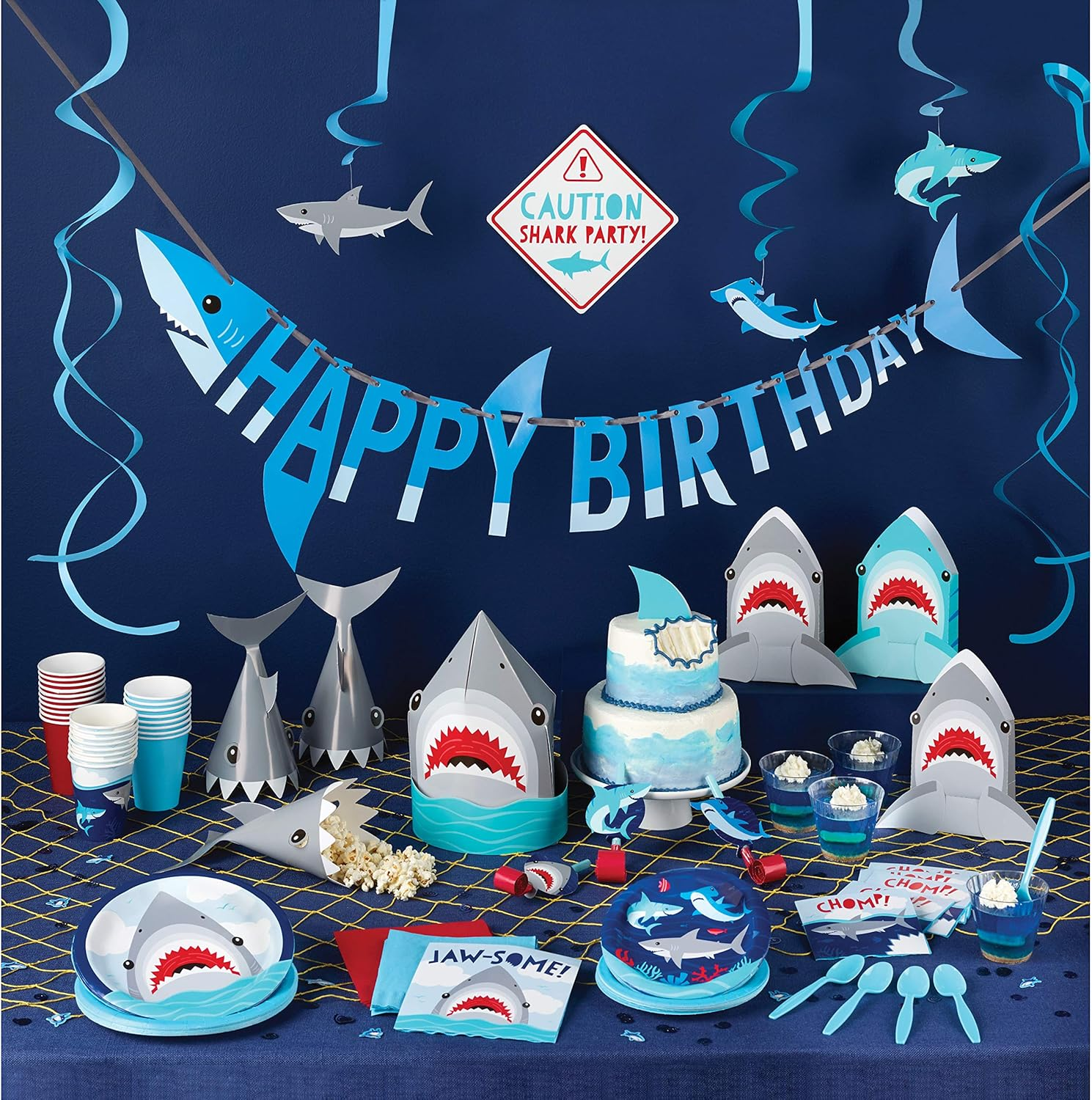 Creative Converting Shark Shaped Party Hats (Pack of 8)